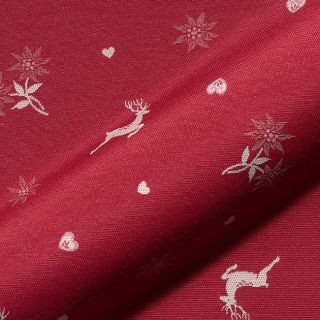 Decoration fabric jacquard DOUBLE FACE Landhaus Mixed Icon dark red