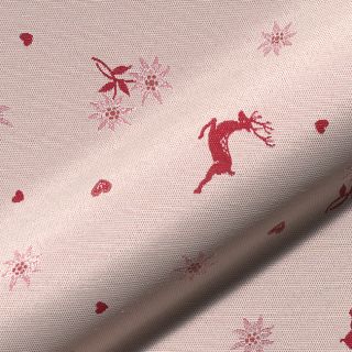 Decoration fabric jacquard DOUBLE FACE Landhaus Mixed Icon dark red