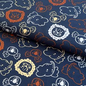 Cotton fabric Safari animals navy