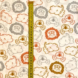 Cotton fabric Safari animals ecru