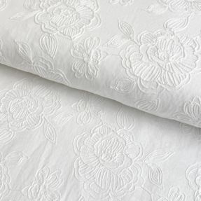 Cotton fabric Embroidery Rumia white