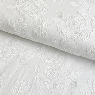 Cotton fabric Embroidery Rumia white