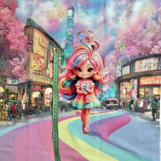 Sweat fabric Rainbow Girl PANEL digital print