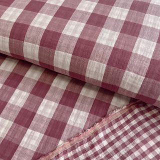 Double gauze/muslin Double sided CHECKS MINI rosewood