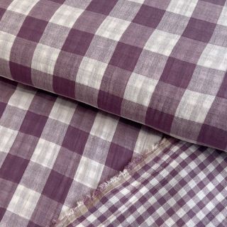 Double gauze/muslin Double sided CHECKS MINI grape