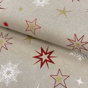 Decoration fabric Linenlook Magic star red