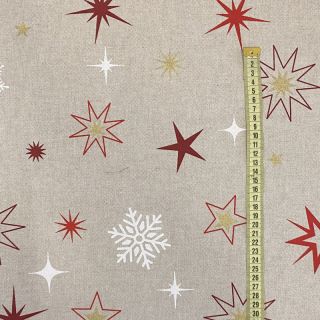 Decoration fabric Linenlook Magic star red