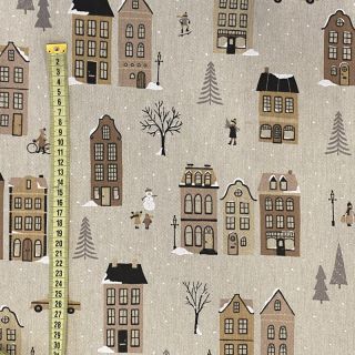 Decoration fabric Linenlook Winter Xmas scene