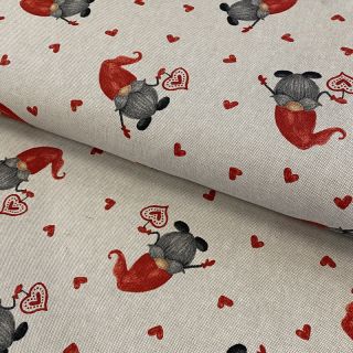 Decoration fabric Linenlook Tomte love