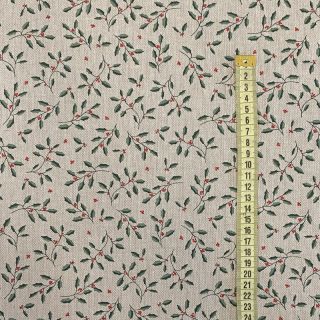 Decoration fabric Linenlook Little Holly branch