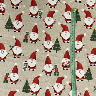 Decoration fabric Linenlook Santa jolly gift