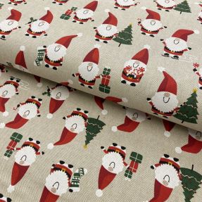 Decoration fabric Linenlook Santa jolly gift