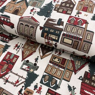 Decoration fabric premium Winter village scene