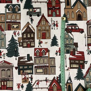 Decoration fabric premium Winter village scene