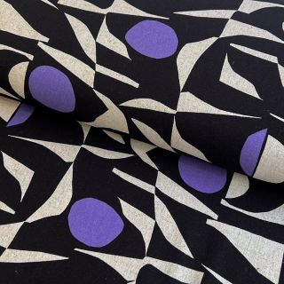 Linen viscose Abstract black purple