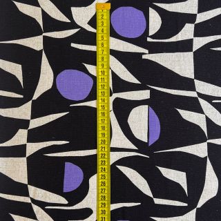 Linen viscose Abstract black purple