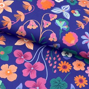 Cotton fabric NERIDA HANSEN Meadow flower royal blue digital print