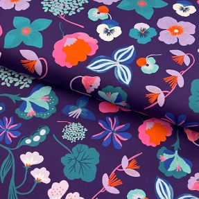 Cotton fabric NERIDA HANSEN Meadow flower dark purple digital print