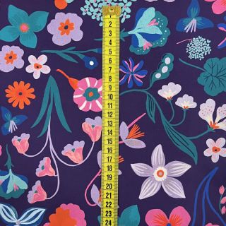 Cotton fabric NERIDA HANSEN Meadow flower dark purple digital print