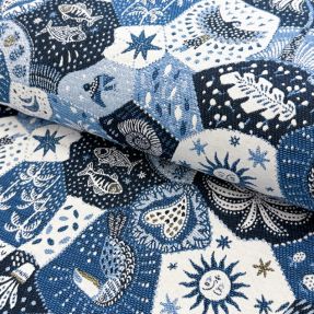 Decoration fabric jacquard Tucan allover bleu