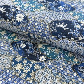 Decoration fabric jacquard Nuage allover bleu