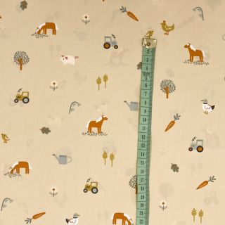 Cotton fabric Farmer vintage yellow