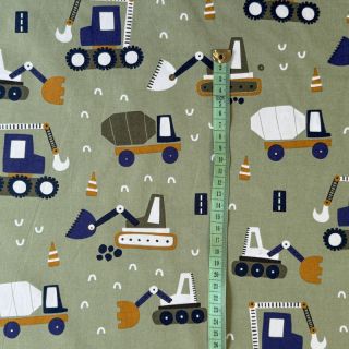 Cotton fabric Fine vehicles army green digital print