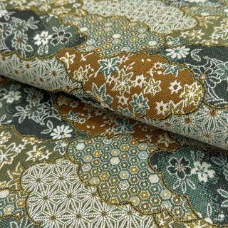 Decoration fabric jacquard Nuage allover kaki