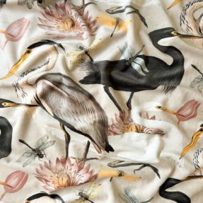 Decoration fabric VELVET Heron bird camel