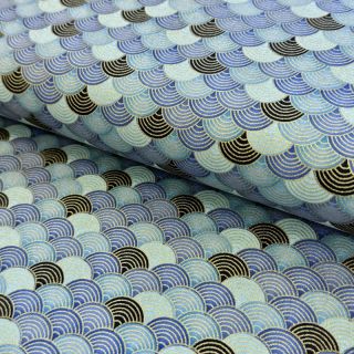 Cotton fabric JAPAN Tsunami bleu