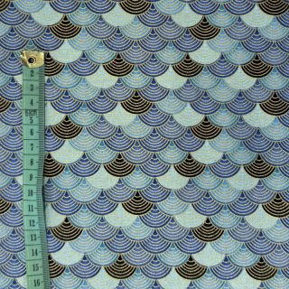 Cotton fabric JAPAN Tsunami bleu