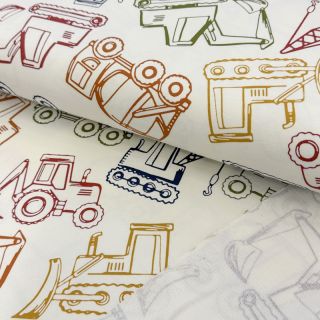 Sweat fabric WORK VEHICLES off white digital print