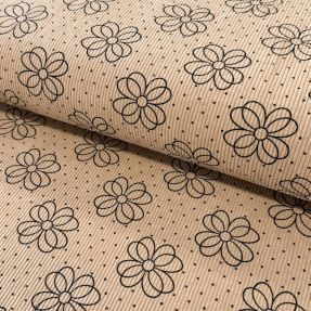 Corduroy STRETCH Circle flower beige