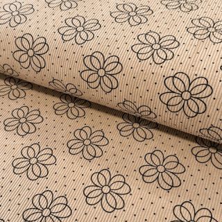 Corduroy STRETCH Circle flower beige