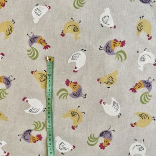 Decoration fabric Linenlook Rooster And Chick