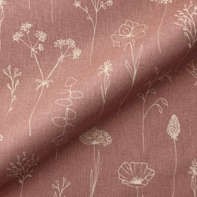 Decoration fabric Linenlook Fine Fragile Flower old rose