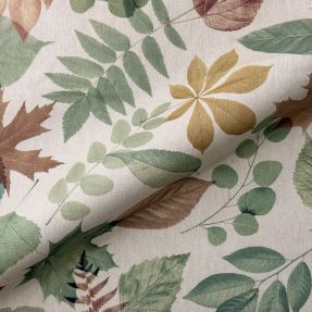 Decoration fabric premium Linenlook Coloured Leaf Mix digital print