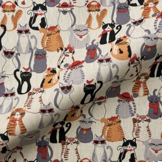 Decoration fabric Linenlook Cat Dress Up