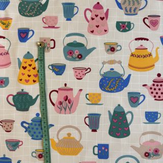 Decoration fabric premium Happy Teapot Party