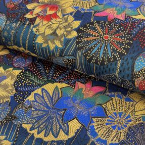 Decoration fabric jacquard Opium allover bleu