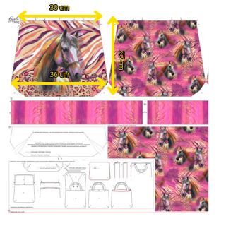 Decoration fabric KIDS BAG Fancy Horses panel