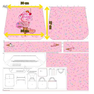 Decoration fabric KIDS BAG Pink dinner panel