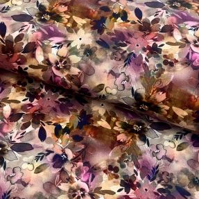 Viscose PUNTA DI ROMA Flowers pink digital print