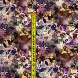 Viscose PUNTA DI ROMA Flowers pink digital print