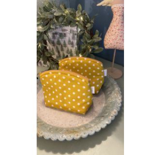 Cotton fabric Dots ochre