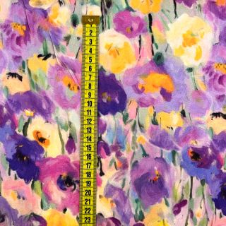 Viscose SATIN Lavender flowers digital print