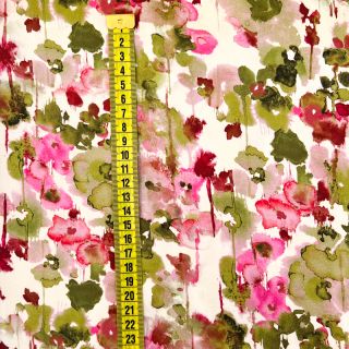 Viscose SATIN Lime flowers digital print