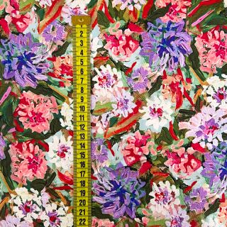 Viscose SATIN Old fashion flowers digital print