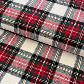 Cotton fabric YARN DYED CHECK BRUSHED Daniel ecru red