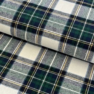 Cotton fabric YARN DYED CHECK BRUSHED Daniel ecru navy